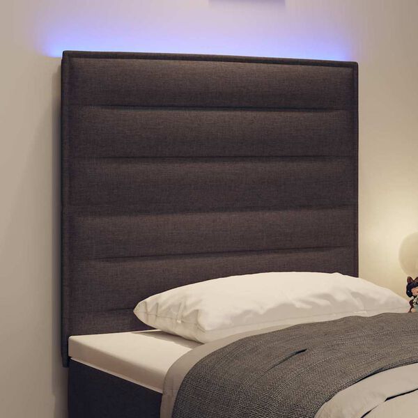 vidaXL T&ecirc;te de lit LED avec t&ecirc;te de lit Marron fonc&eacute; 80 cm Polyester