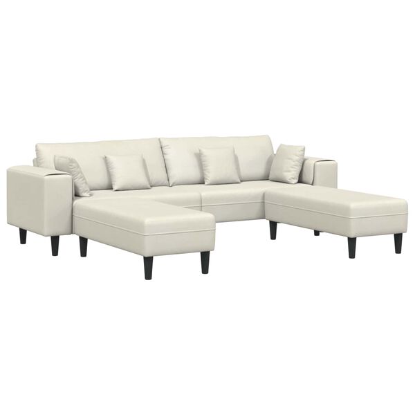 vidaXL Canap&eacute; avec coussin 3 pcs Cr&egrave;me Velours