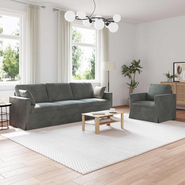 vidaXL Ensemble de Canap&eacute;s 2 pcs Gris fonc&eacute; 228 x 78 x 80 cm Velours
