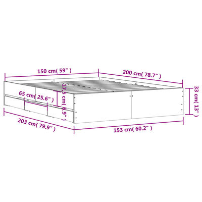 vidaXL Cadre de lit avec tiroirs sans matelas noir 150x200 cm