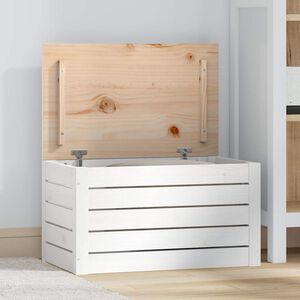 vidaXL Bo&icirc;te de rangement Blanc 59,5x36,5x33 cm Bois massif de pin