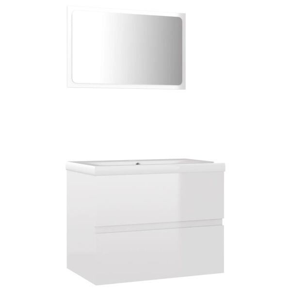 vidaXL Ensemble de meubles de bain blanc brillant bois d'ing&eacute;nierie
