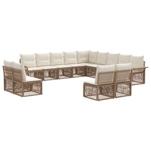vidaXL Ensemble de canap&eacute; de jardin 13 pc Beige polyrotin