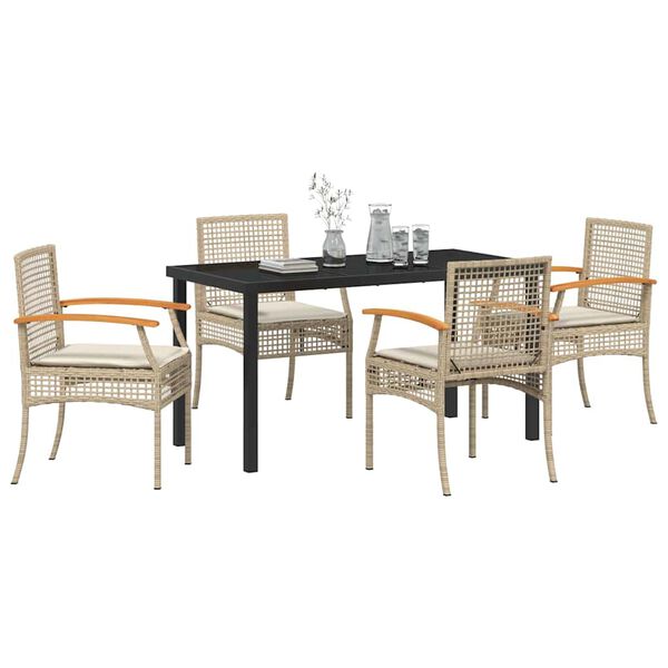 vidaXL Ensemble de salle &agrave; manger pour jardin 5 pcs Beige polyrotin
