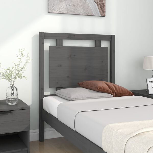vidaXL T&ecirc;te de lit Gris 80,5x4x100 cm Bois massif de pin