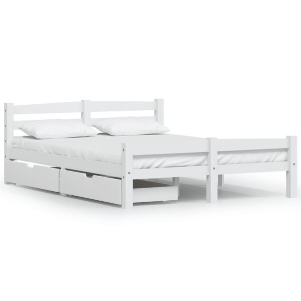 vidaXL Cadre de lit sans matelas blanc bois de pin massif 140x200 cm