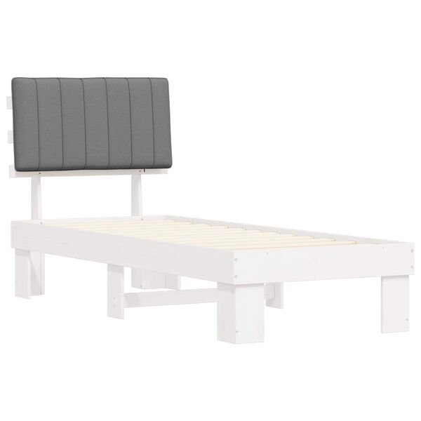 vidaXL Cadre de lit avec t&ecirc;te de lit rembourr&eacute;e Gris clair 80 x 200 cm