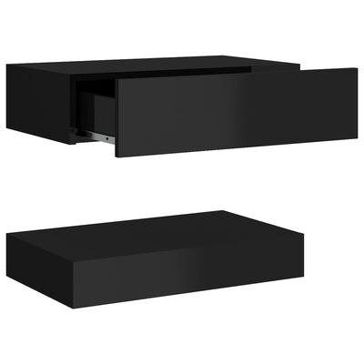 vidaXL Table de chevet Noir brillant 60x35 cm Aggloméré