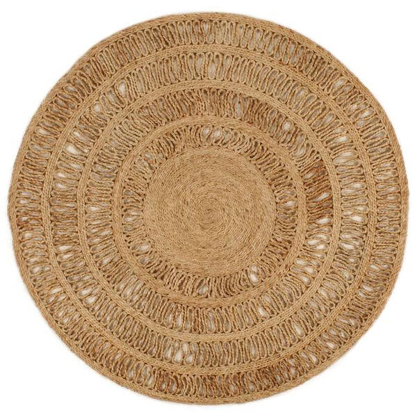vidaXL Tapis Jute tress&eacute; &agrave; la main 120 cm Rond