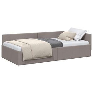 vidaXL Cadre de lit d'angle Taupe 90 cm x 190 cm tissu