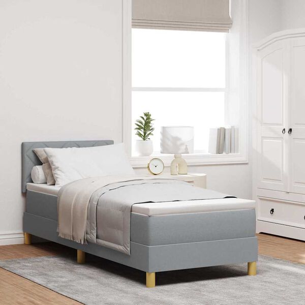 vidaXL Lit &agrave; ressorts avec matelas Gris clair 80 x 200 cm tissu