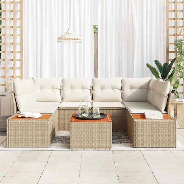 vidaXL Ensemble de canap&eacute; de jardin 6 pcs Beige Poly rotin