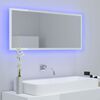 vidaXL Miroir &agrave; LED de bain Blanc brillant 100x8,5x37 cm Acrylique
