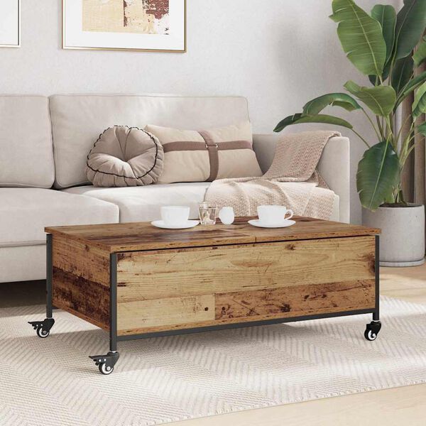 vidaXL Table basse Bois Ancien 91 x 55 x 32 cm Bois d'ing&eacute;nierie