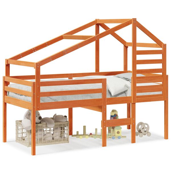 vidaXL Lit haut sans matelas cire marron 80x200 cm bois de pin massif