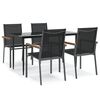 vidaXL Ensemble &agrave; manger de jardin 5 pcs noir textil&egrave;ne et acier