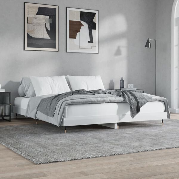 vidaXL Cadre de lit sans matelas blanc brillant 180x200 cm