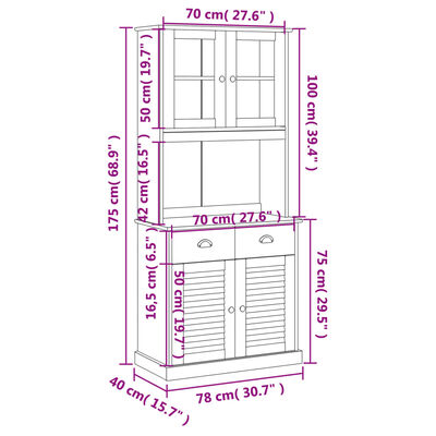 vidaXL Buffet haut VIGO blanc 78x40x175 cm bois massif de pin