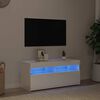 vidaXL Meuble TV avec lumi&egrave;res LED blanc brillant 90x35x40 cm