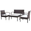vidaXL Salon de jardin 4 pcs avec coussins R&eacute;sine tress&eacute;e Marron