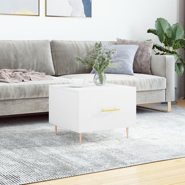 vidaXL Table basse blanc 50x50x40 cm bois d'ing&eacute;nierie