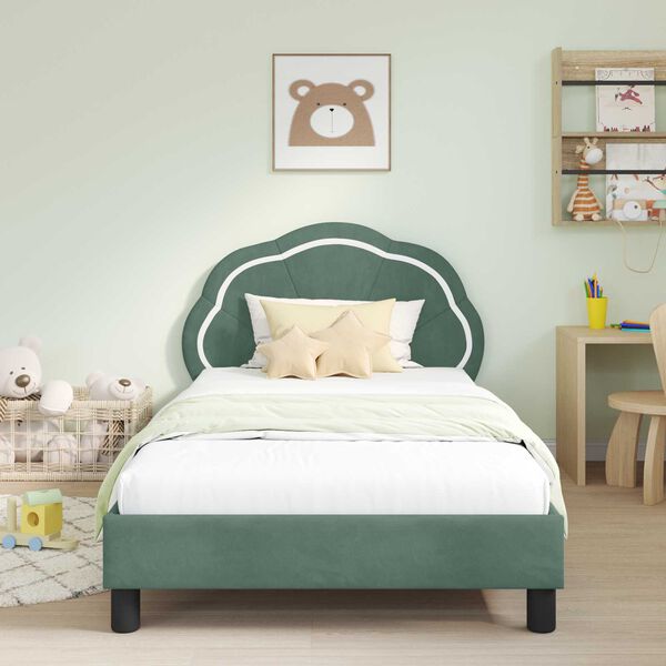 vidaXL Cadre de lit pour enfants avec t&ecirc;te de lit Vert Mer 90 x 190 cm