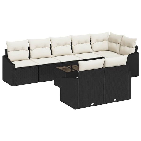 vidaXL Ensemble de Canap&eacute;s avec coussin 9 pcs Noir polyrotin