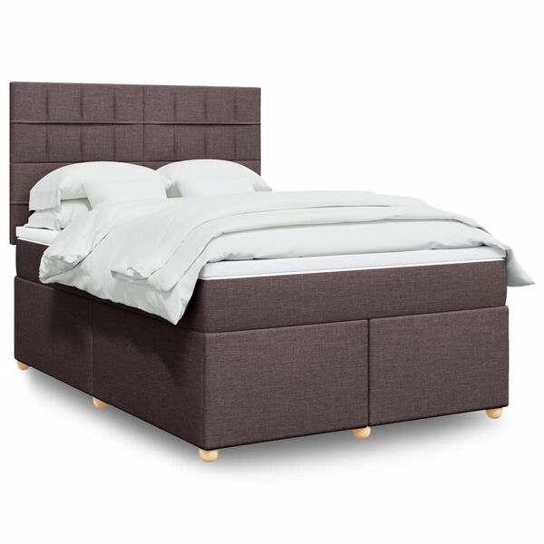 vidaXL Sommier &agrave; lattes de lit avec matelas Marron fonc&eacute; 140x200 cm