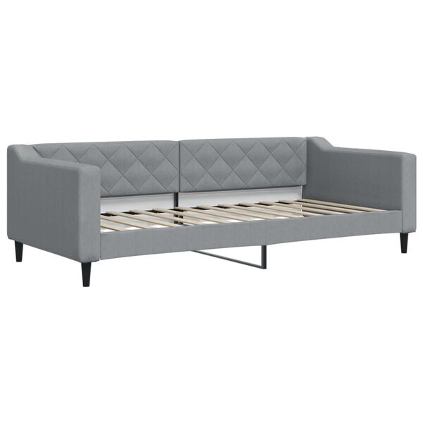 vidaXL Lit de jour avec gigogne et tiroirs gris clair 90x200 cm tissu