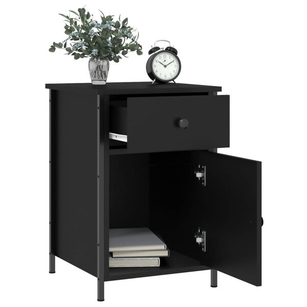 vidaXL Tables de chevet 2 pcs noir 40x42x60 cm bois d'ing&eacute;nierie