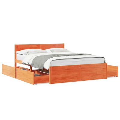 vidaXL Cadre de lit sans matelas cire marron 140x200cm bois pin massif