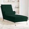 vidaXL Chaise longue de massage avec traversin vert fonc&eacute; velours