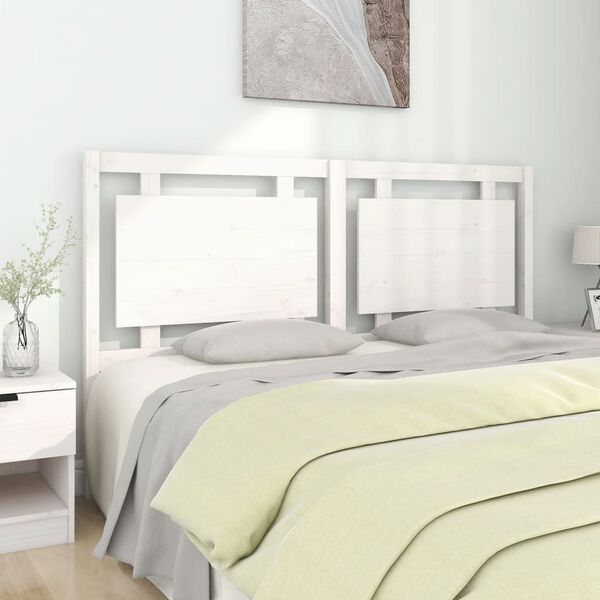 vidaXL T&ecirc;te de lit Blanc 165,5x4x100 cm Bois massif de pin