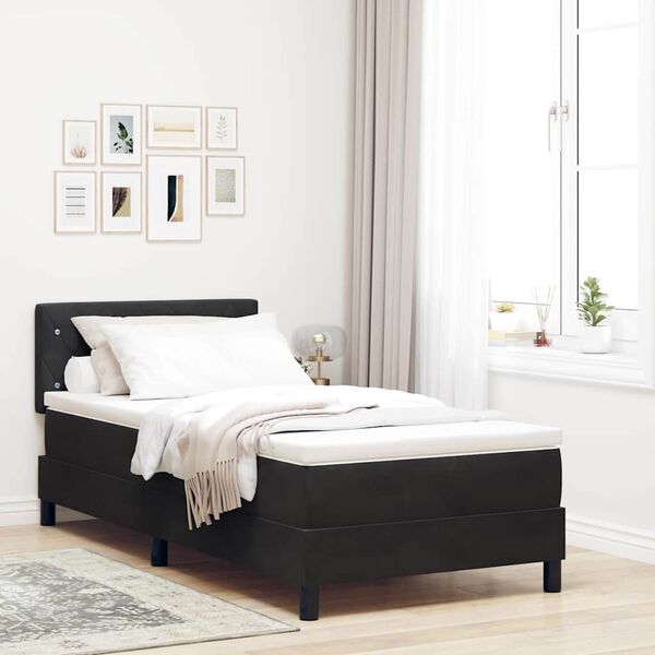 vidaXL Lit à ressorts avec matelas Noir 90 x 190 cm Velours