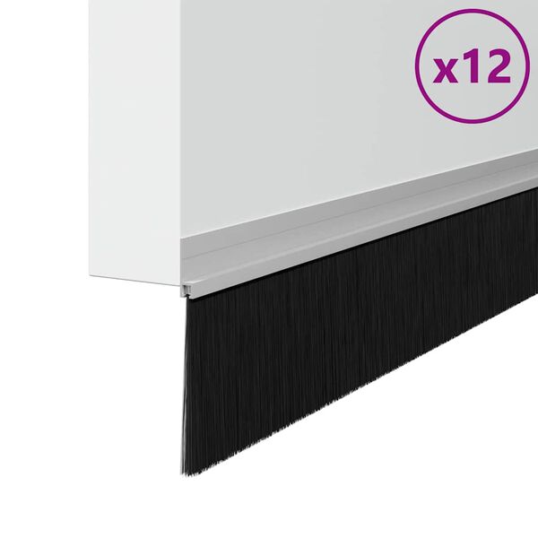 vidaXL Brosses de porte adh&eacute;sives 12 pcs Argent 100 cm