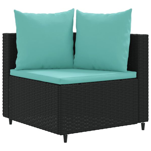 vidaXL Salon de jardin 5 pcs avec coussins noir r&eacute;sine tress&eacute;e