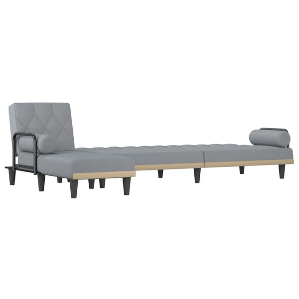 vidaXL Canap&eacute;-lit en forme de L gris clair 260x140x70 cm tissu