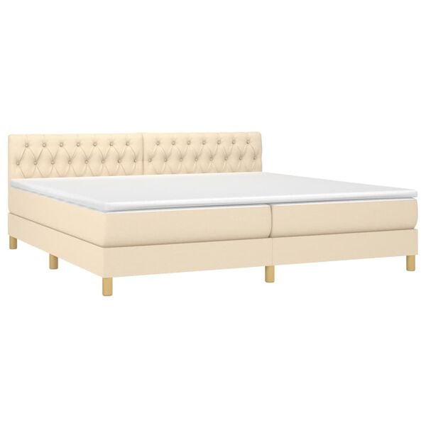 vidaXL Sommier &agrave; lattes de lit avec matelas Cr&egrave;me 200x200 cm Tissu