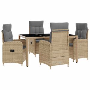 vidaXL Ensemble de repas ext&eacute;rieur 5 pc Beige et Gris clair polyrotin