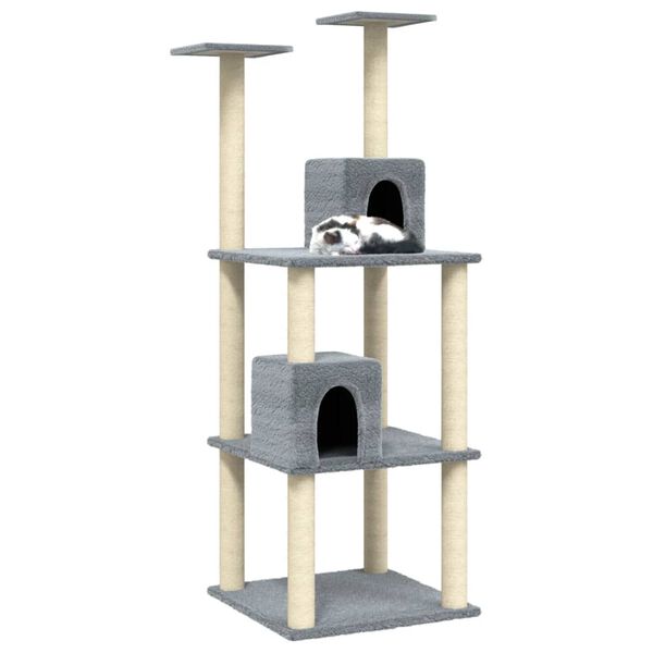 vidaXL Arbre à chat avec griffoirs en sisal Gris clair 141 cm