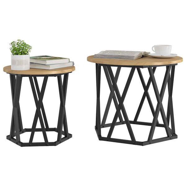 vidaXL Table d'appoint 2 pcs Chêne artisanal