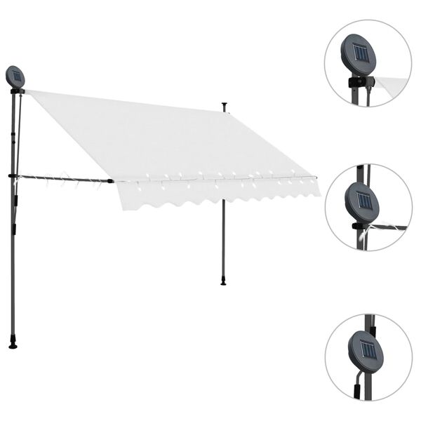 vidaXL Auvent manuel r&eacute;tractable avec LED 250 cm Cr&egrave;me
