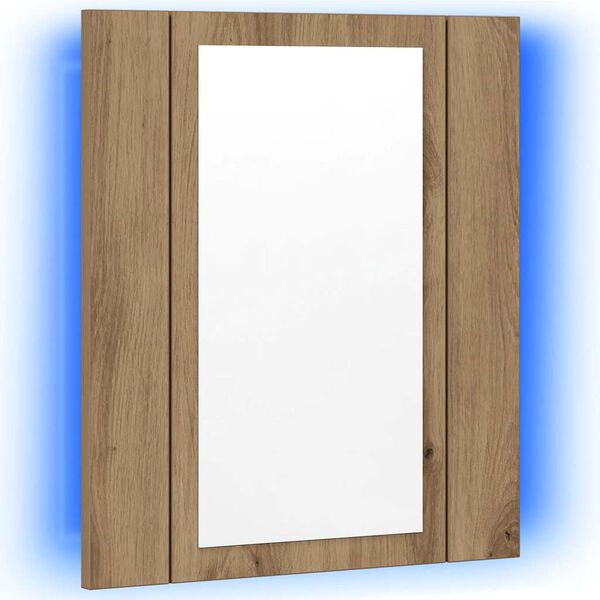 vidaXL Armoire de salle de bain miroir LED ch&ecirc;ne artisanal 40x12x45 cm