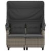 vidaXL Canap&eacute; de jardin 2 places avec auvent et tabourets gris rotin
