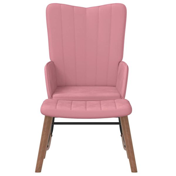 vidaXL Chaise à bascule avec repose-pied Rose Velours