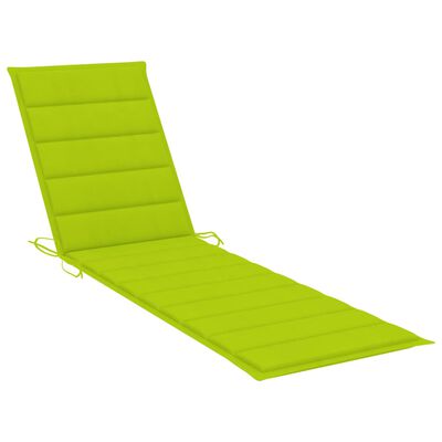 vidaXL Chaise longue avec coussin vert vif Bois de teck solide