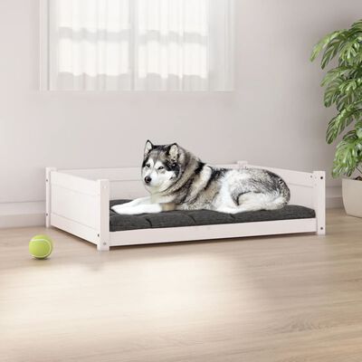 vidaXL Lit pour chien Blanc 105,5x75,5x28 cm Bois de pin solide