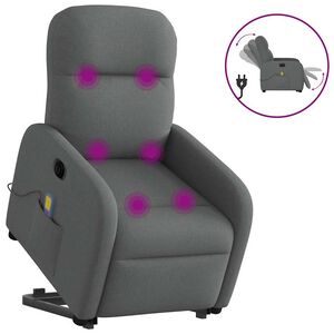 vidaXL Fauteuil inclinable de massage &eacute;lectrique Gris fonc&eacute; Tissu