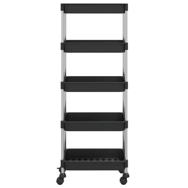 vidaXL Chariot de cuisine 5 niveaux Noir 42x29x128 cm Fer et ABS