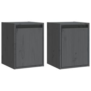 vidaXL Armoires murales 2 pcs Gris 30x30x40 cm Bois de pin massif
